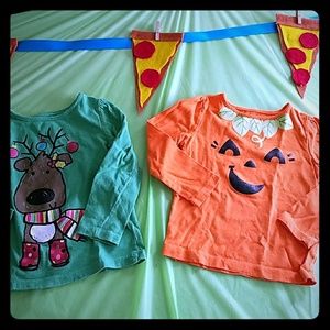 Girls 2T Long Sleeve Holiday Shirt Bundle